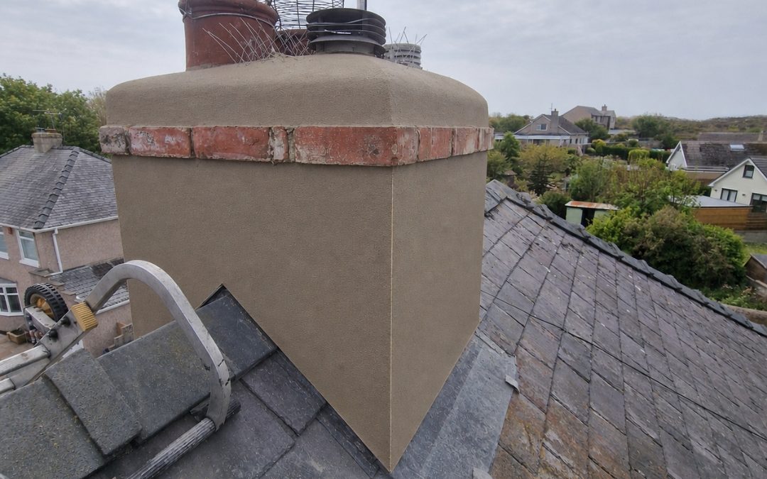 Chimney Rendering & New Lead Flashing Installed in Holyhead